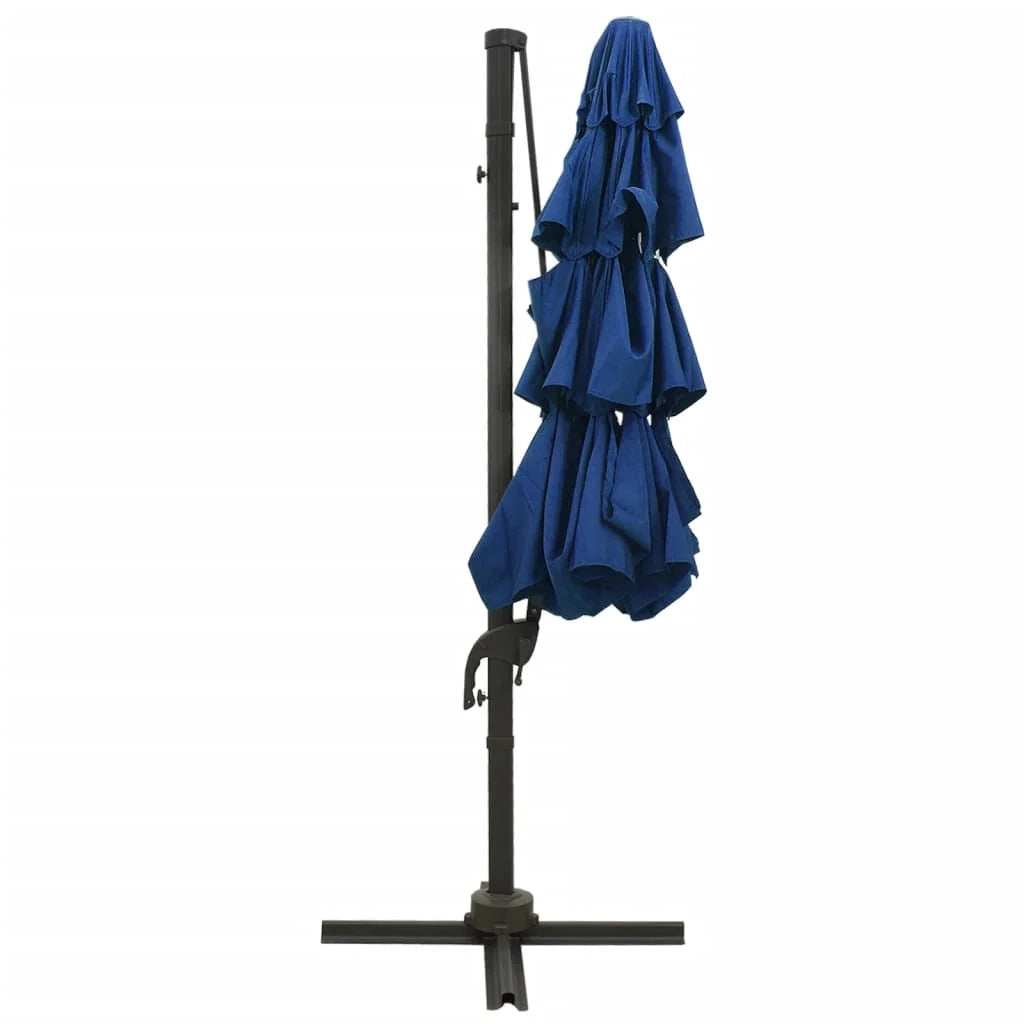 Ombrellone a quattro livelli con palo in alluminio 3 x 3 m blu 02_0008787