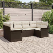 Set Divano da Giardino con cuscino 6 pcs Marrone polyrattan
