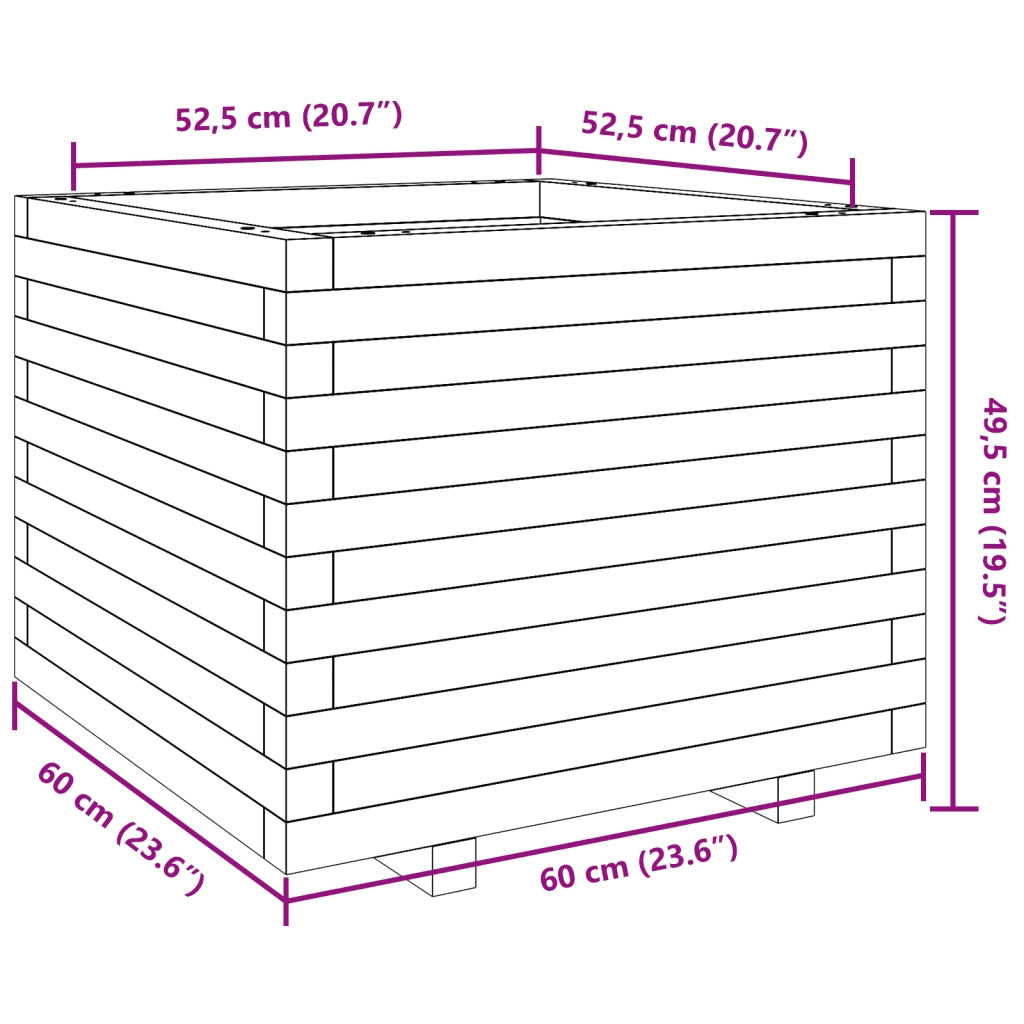 Fioriera da Giardino 60x60x49,5 cm in Legno di Pino Impregnato