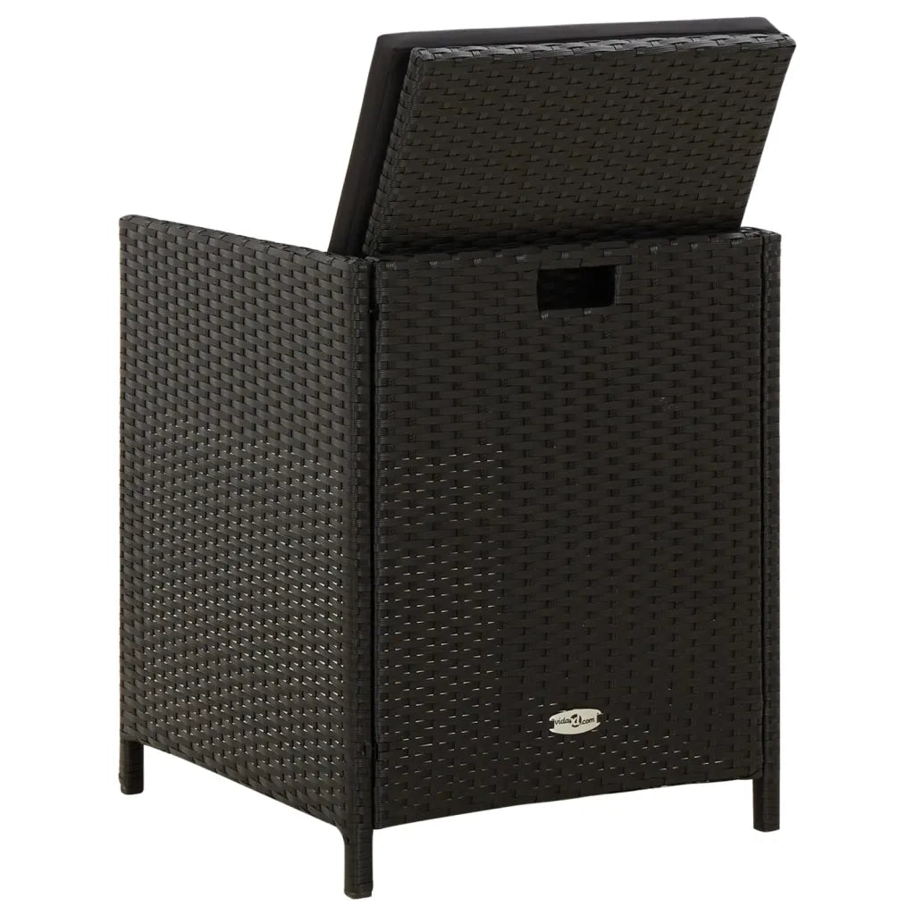 Sedie da Giardino con Cuscini 4 pz | Sedie da Esterno in Polyrattan Nere