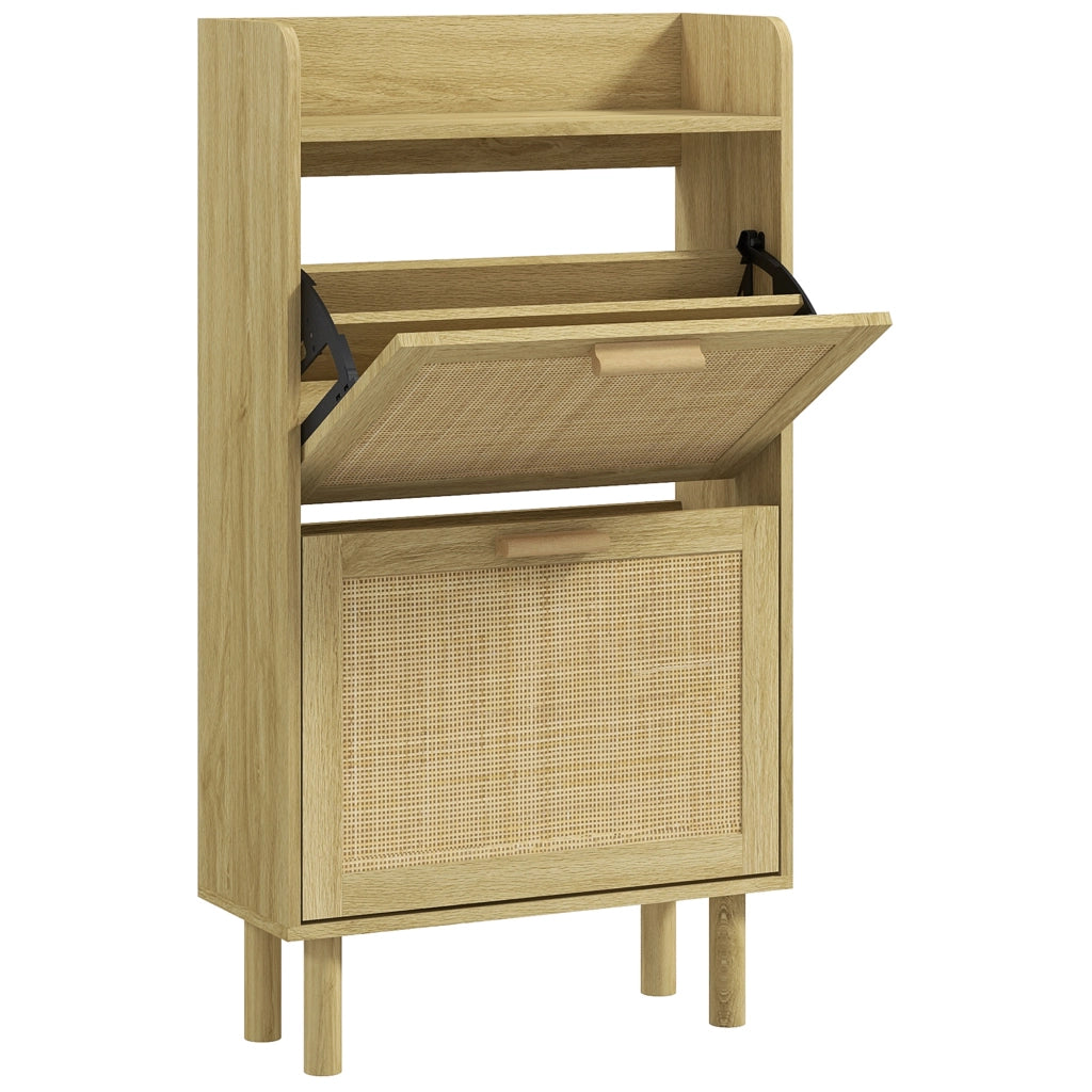 Scarpiera con cassetti e ripiano ¨C zephmum ¨C 80x24,5x110 cm rovere