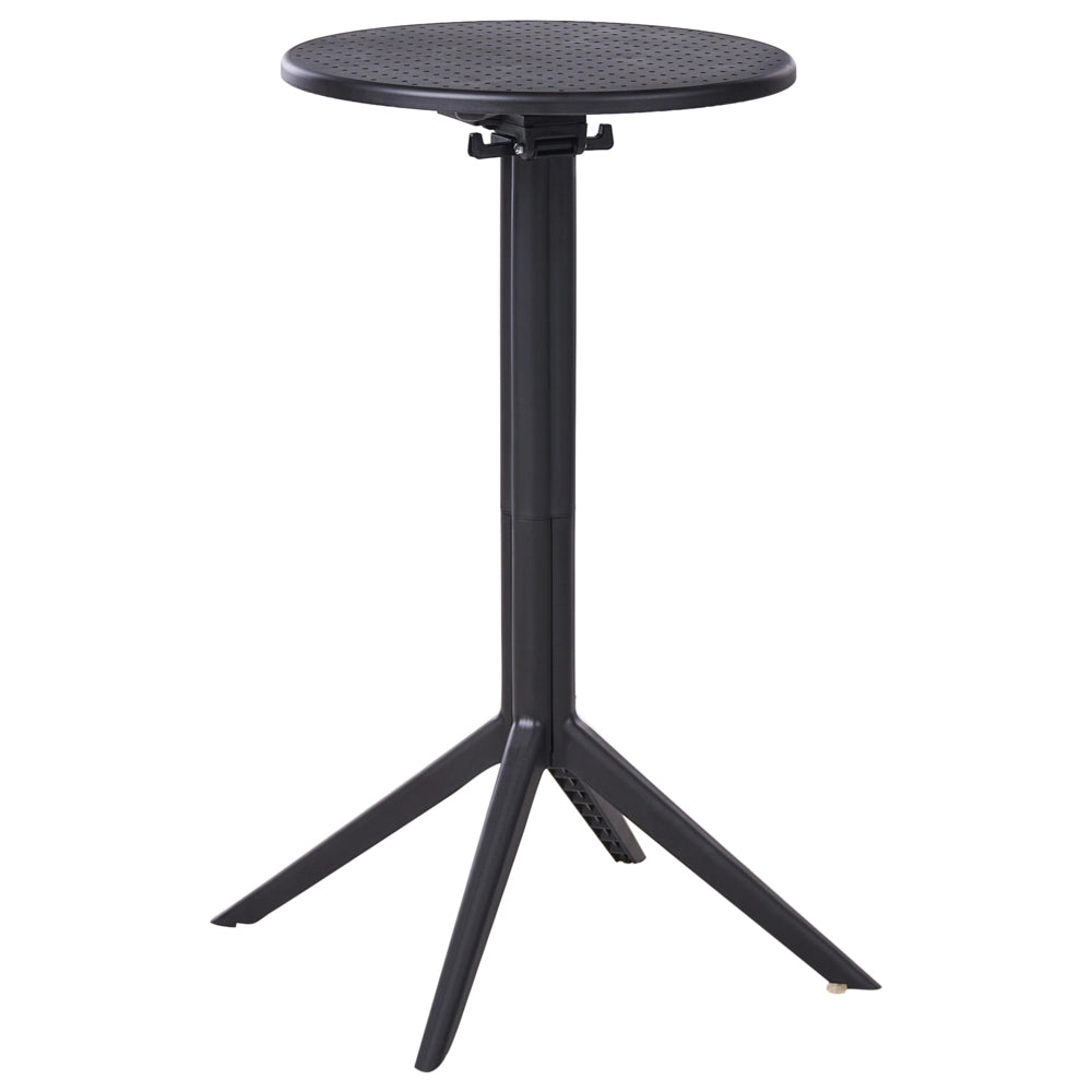 Tavolo da bistrot nero in materiale sintetico 60 x 60 cm rotondo con piano ribaltabile Resistente all'uso esterno Tavolo da balcone