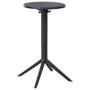 Tavolo da bistrot nero in materiale sintetico 60 x 60 cm rotondo con piano ribaltabile Resistente all'uso esterno Tavolo da balcone
