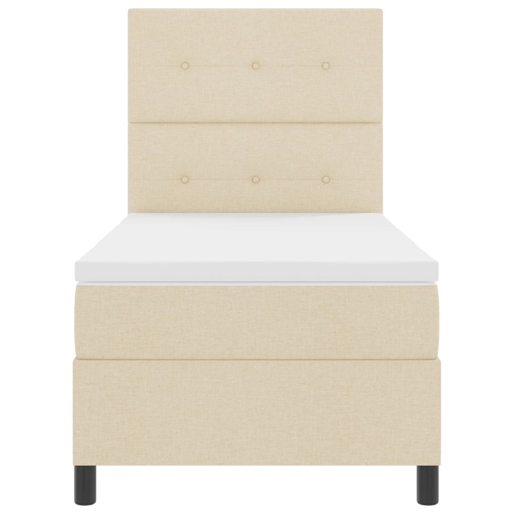 Letto Box Spring con materasso e LED crema 90x200 cm in tessuto