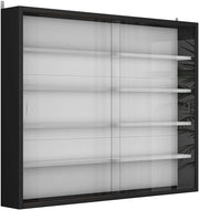 Vetrina a parete Showla, Nero/bianco, Con 4 ripiani, per montaggio a parete per conservazione e presentazione