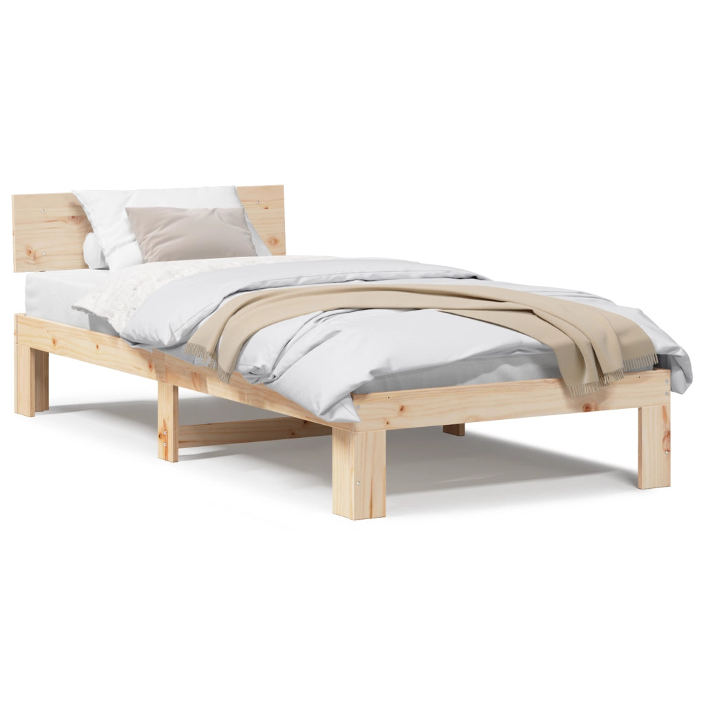 Struttura del letto con testiera 80x200 cm in legno massello di pino