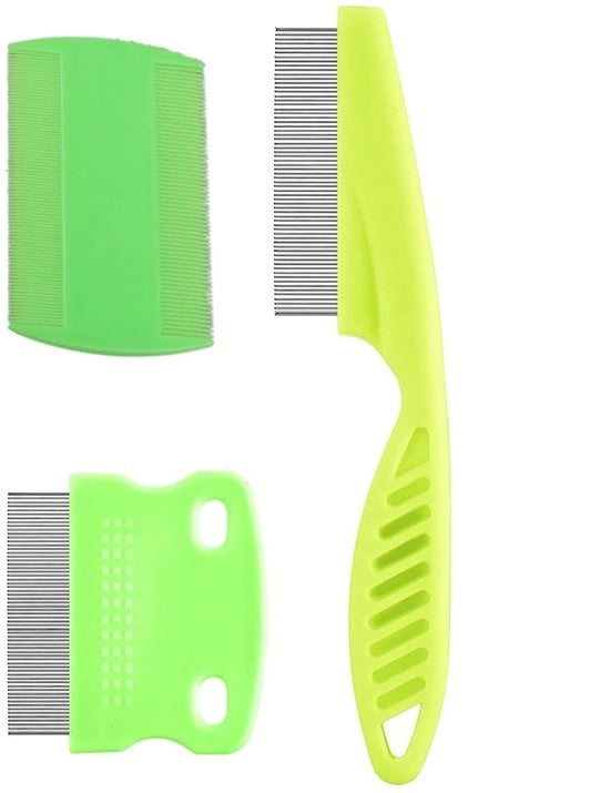 Kit di spazzole per lice 3 pezzi - Spazzole a doppia faccia per lice - Spazzola a denti in acciaio inossidabile - Duraturo - Resistente al rottura - Comodo e sicuro - Kit per lotta agli insetti