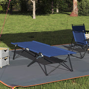 2 pcs Lettini da sole pieghevoli con sacche da trasporto Blu 600D in tessuto Oxford