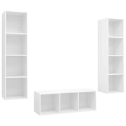 Set Mobile TV 3 pz | Armadietto TV | Mobile Porta TV Bianco in Truciolato
