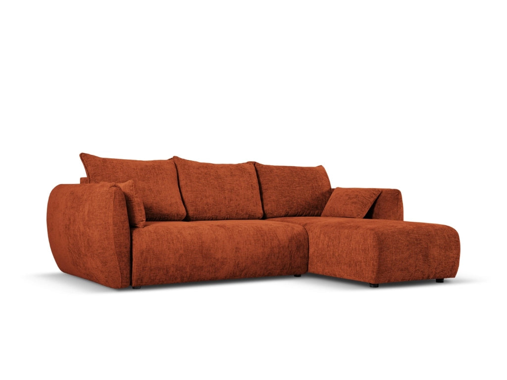 Cosmopolitan Design - Divano convertibile angolare destro con contenitore "Matera" 4 posti in ciniglia terracotta 