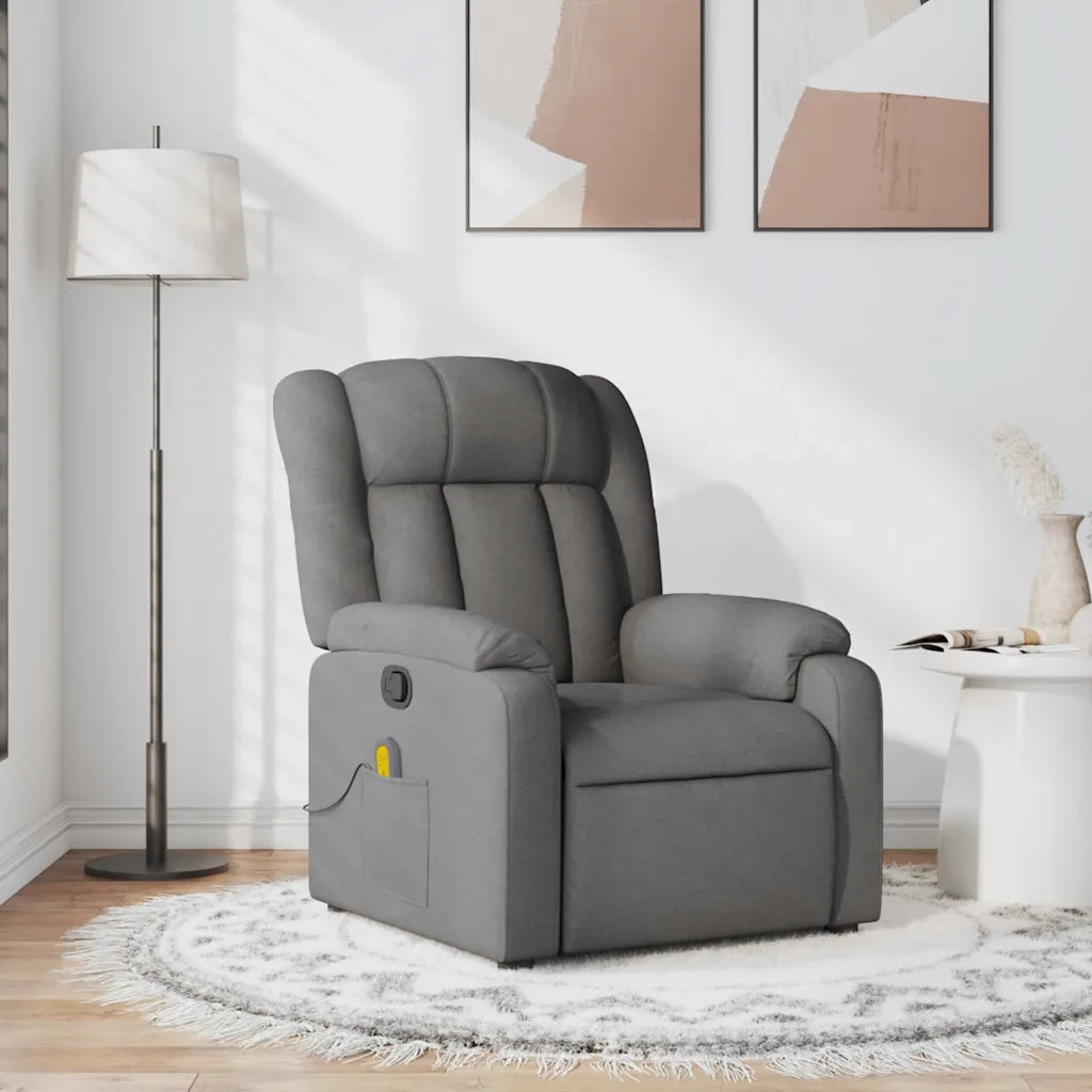Poltrona Massaggiante | Sedia Relax Reclinabile Grigio Scuro in Tessuto