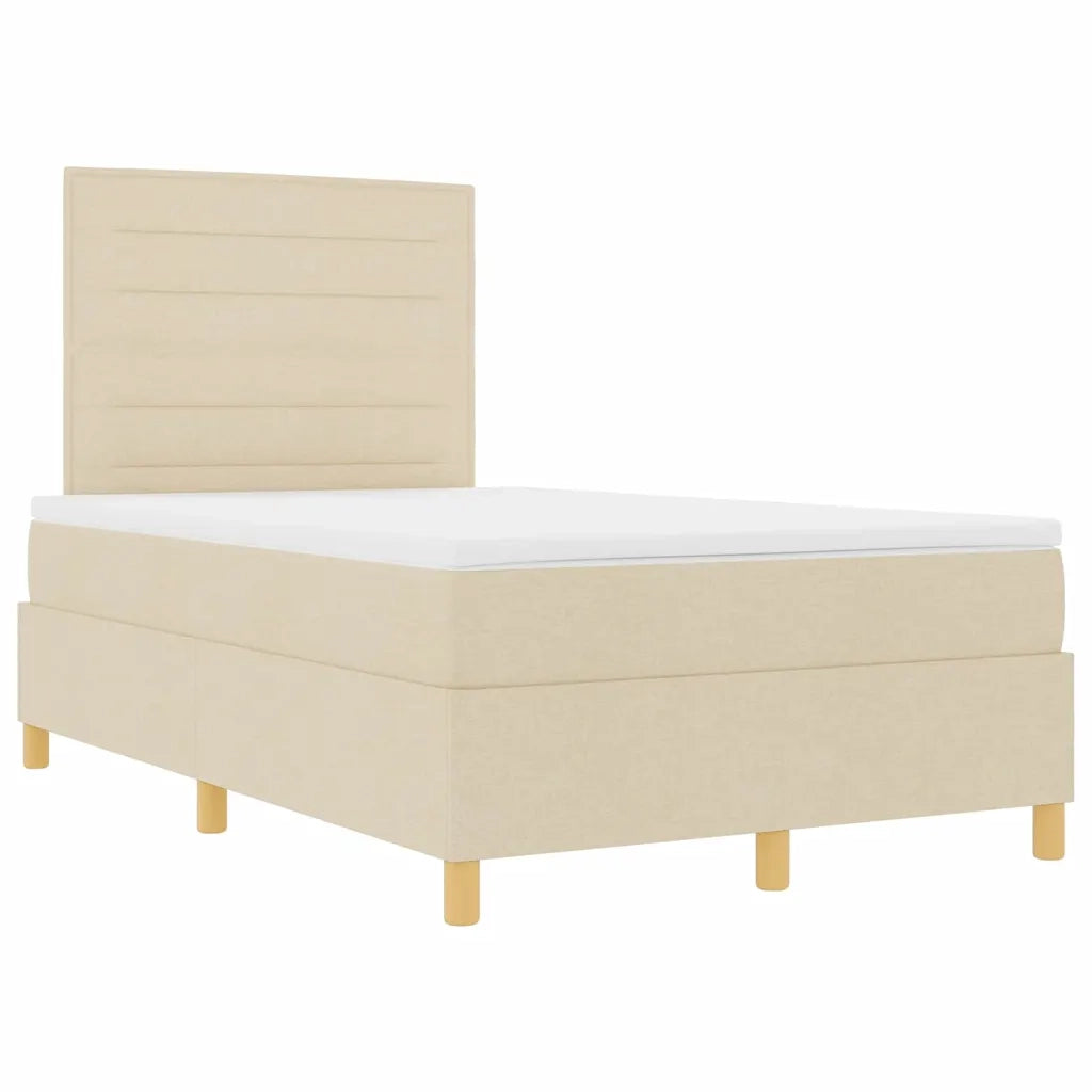 Letto a Sorgente LED con materasso Crema 120 x 200 cm Tessuto 3343017