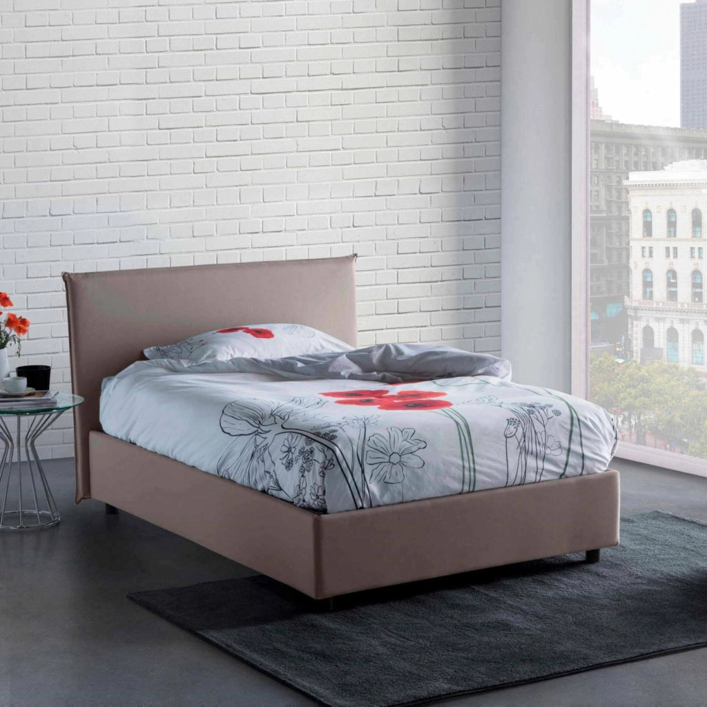 Alush, Letto Piazza e Mezza Materasso Incluso Made in Italy, Grigio Tortora
