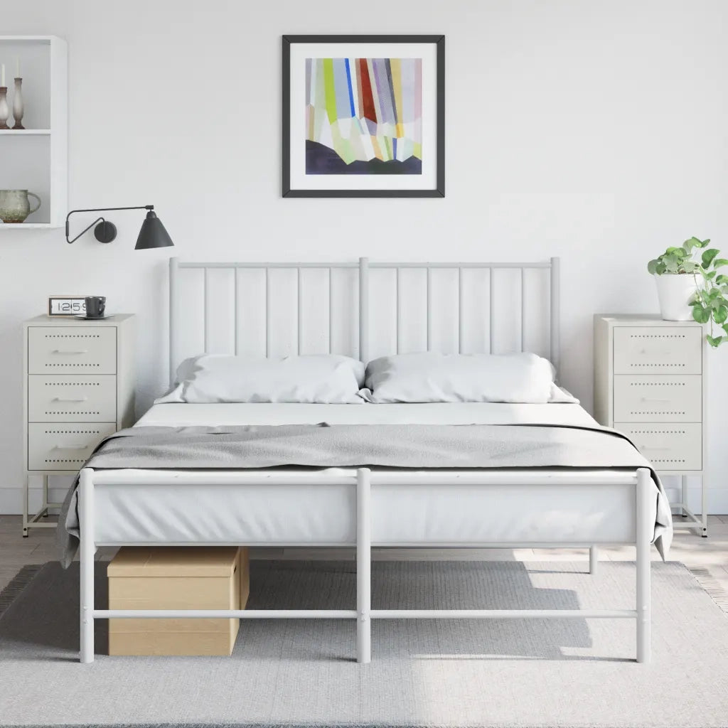 Set di 2 Comodini | Armadio da Notte | Mobiletto da notte Bianchi 36x39x78 cm in Acciaio