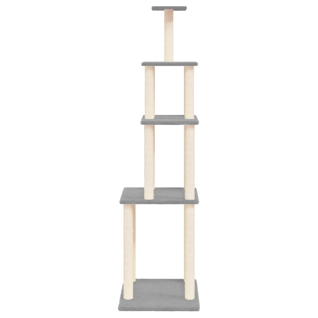 Tiragraffi per gatti torre per arrampicata giocattolo piattaforma per arrampicata con tiragraffi in sisal leggero 183 cm grigio 02_0022597