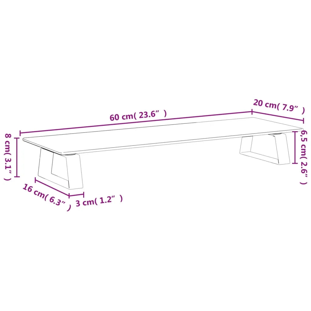 Supporto per Monitor Nero 60x20x8cm Vetro Temperato e Metallo 374224