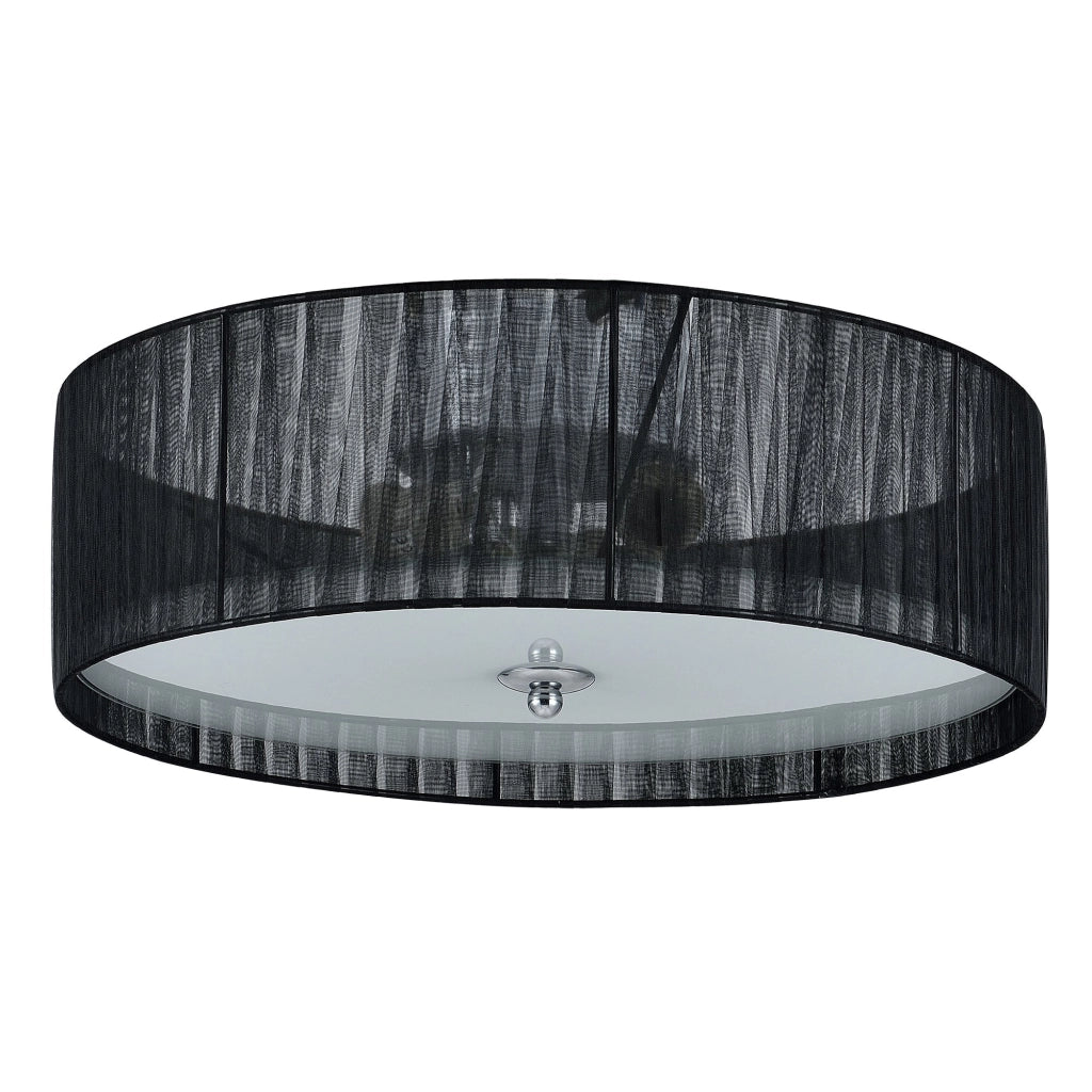 Lampadario moderno da soffitto lampadario di design lampada a sospensione per soggiorno diametro 40 cm tessuto e vetro bianco e nero 03_0005937