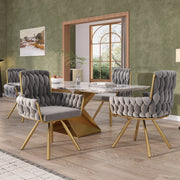 SEDIA da pranzo girevole 360° Set da 4 in velluto grigio con braccioli
