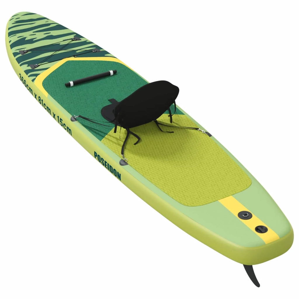 SUP Board con Seggiolino 2-in-1 POSEIDON 366 x 81 x 15 cm Verde 42039133