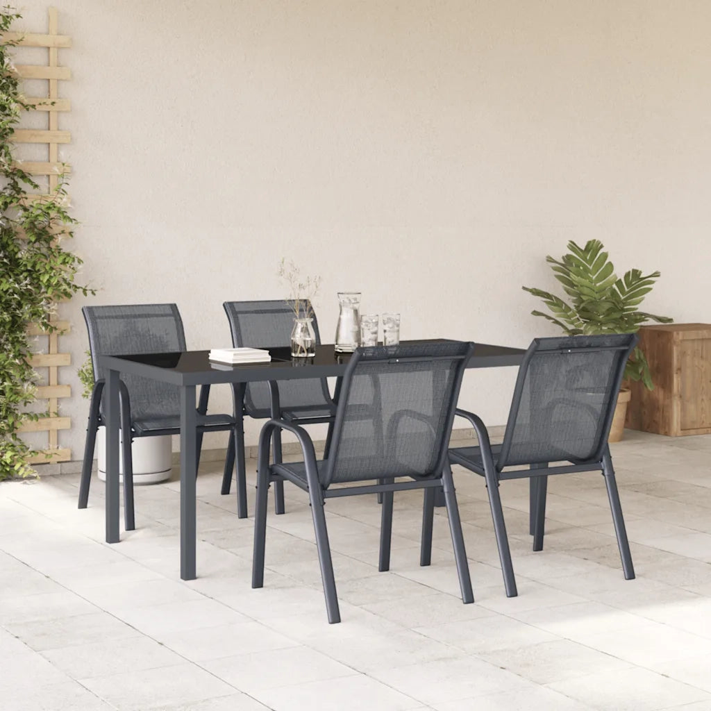 Sedie da Giardino Impilabili 4 pz | Sedie da Esterno in Tessuto Textilene Grigio