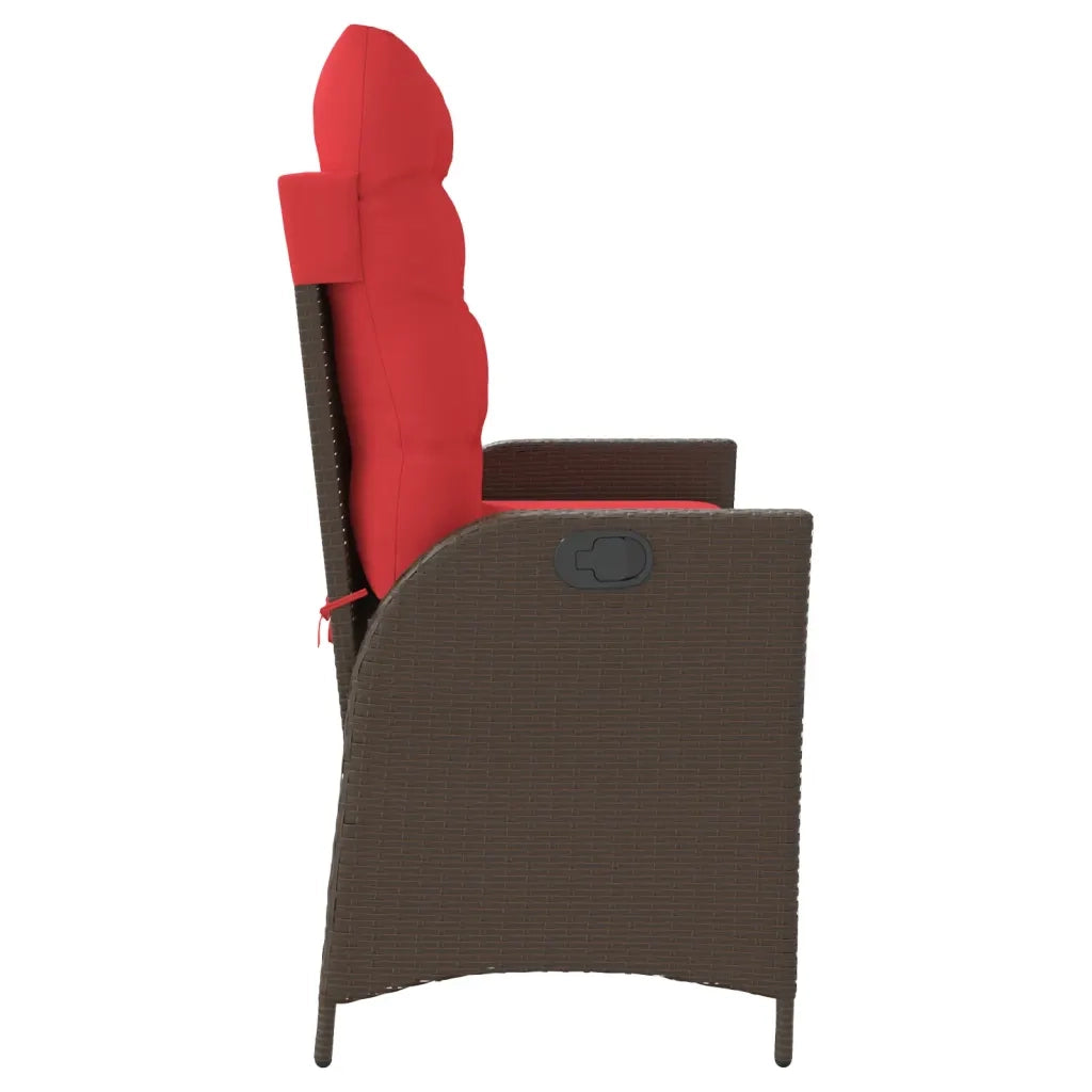 Panca Reclinabile da Giardino con Cuscini Marrone in Polyrattan 368242