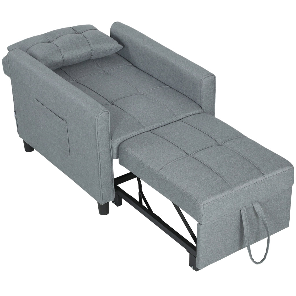 Divano Letto Pieghevole con Schienale Regolabile ¨C zephmum ¨C Grigio