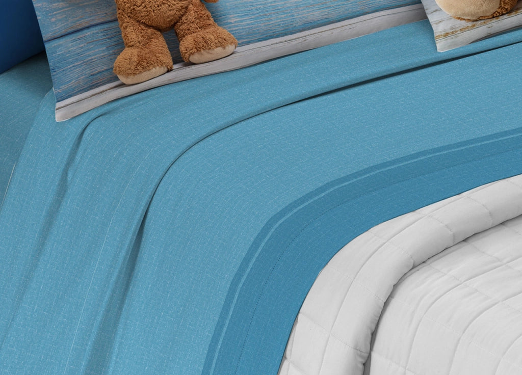 Completo Lenzuola In 100% Cotone Linea Digitale Spin-Off Fantasie Varie Estate - Matrimoniale - Teddy Bear