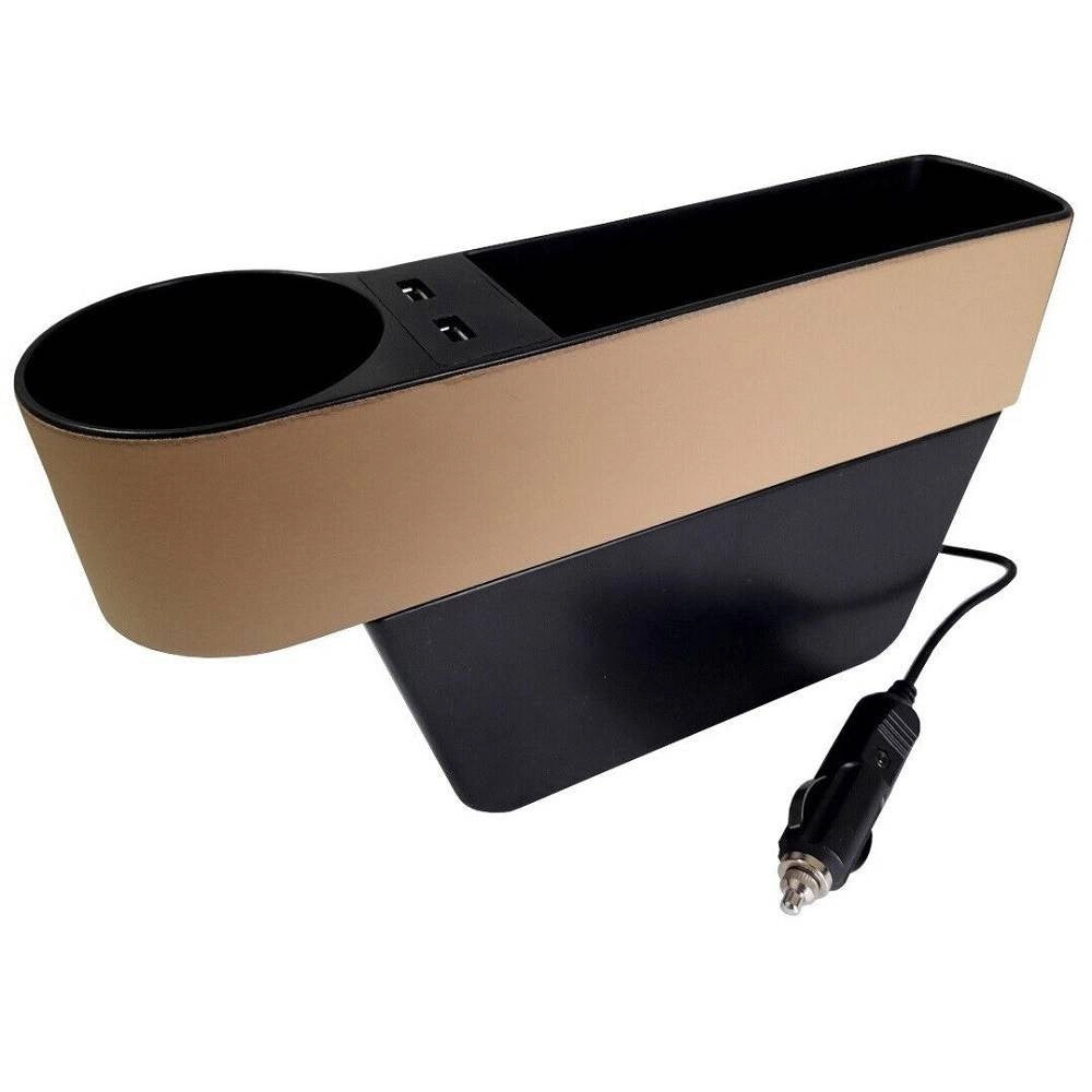 Trade Shop - Portaoggetti Universale Per Sedile Auto Porta Bicchiere Organizer 2 Porte Usb -