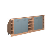 Mobile cucina sottotetto R-Line Grigio-blu/Rovere dorato 210 cm Set di 5 Vicco