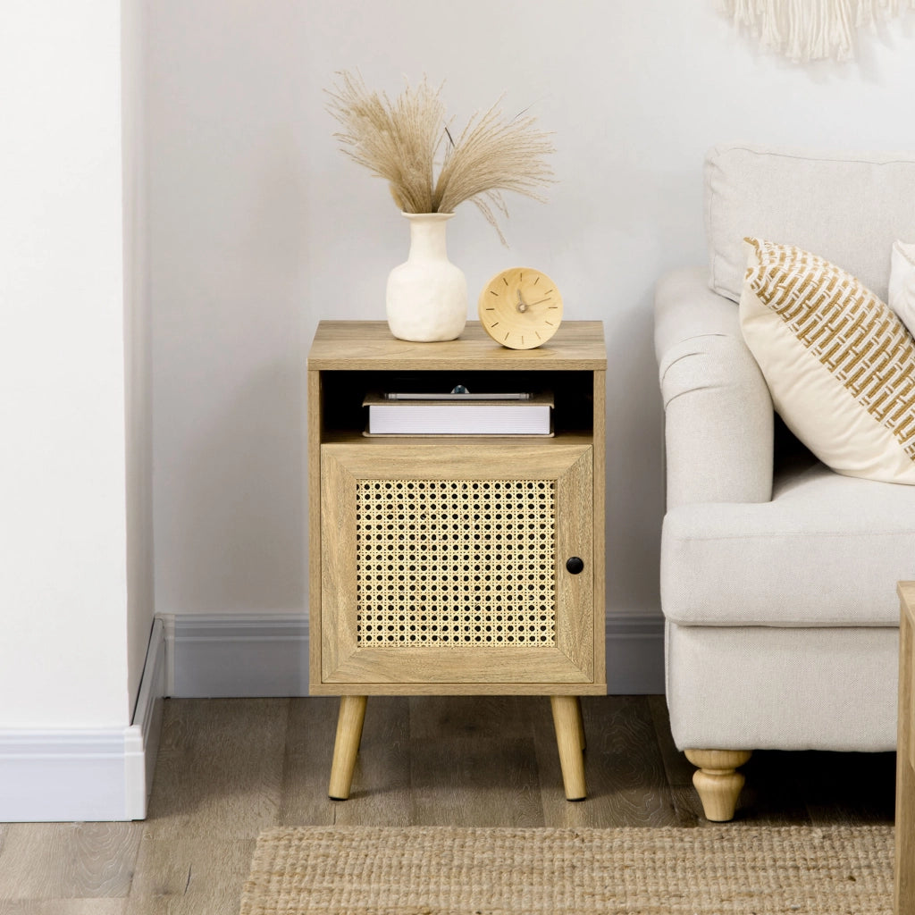 Comodino con cassetto e ripiano design vintage ¨C zephmum ¨C naturale 39x35x60 cm