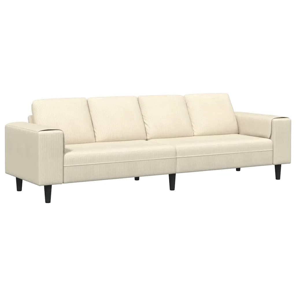Divano con cuscino Crema 250 x 77 x 76 cm Tessuto in Cords 3335102