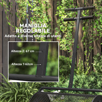 Carrello Spandiconcime da 75L 70x40x112 cm con Manico Regolabile a T in Metallo Nero