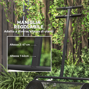 Carrello Spandiconcime da 75L 70x40x112 cm con Manico Regolabile a T in Metallo Nero