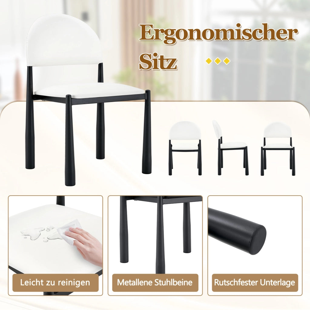 SEDIE da pranzo imbottite Set da 2 pezzi 80 cm PU bianco gambe in metallo