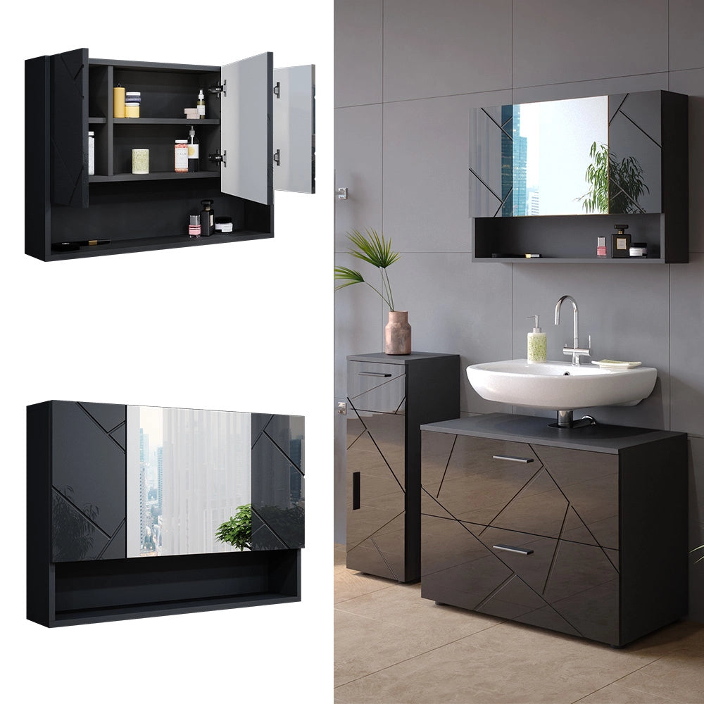 Vicco Specchio contenitore bagno Antracite lucido 80.1 x 55 cm