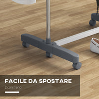 Stendino Verticale 3 Ripiani Regolabili 142x55x152 cm in Acciaio e Plastica Grigio e Argento