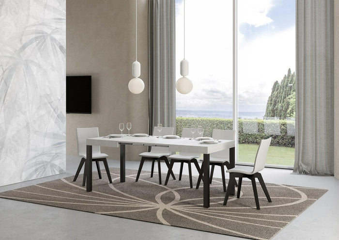 Tavolo Allungabile 110-194x70x77 cm Everyday Bianco Frassino e Antracite