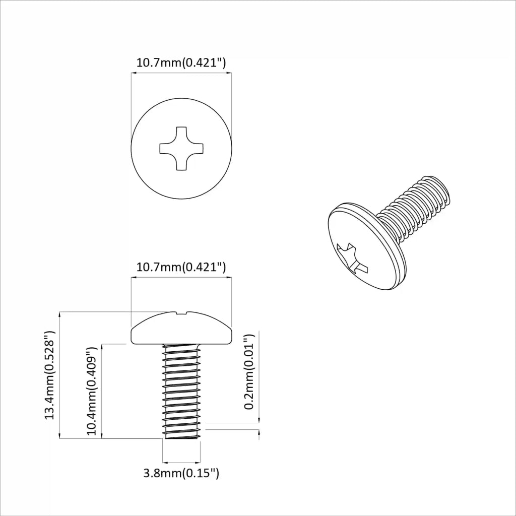 Viti a manica 2 pz Nero M4 x 10 mm Acciaio CFW1576362