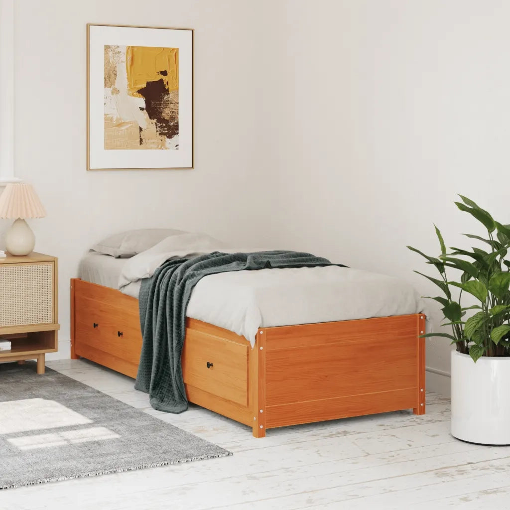 Dormeuse senza Materasso Marrone Cera 90x190 cm Legno di Pino