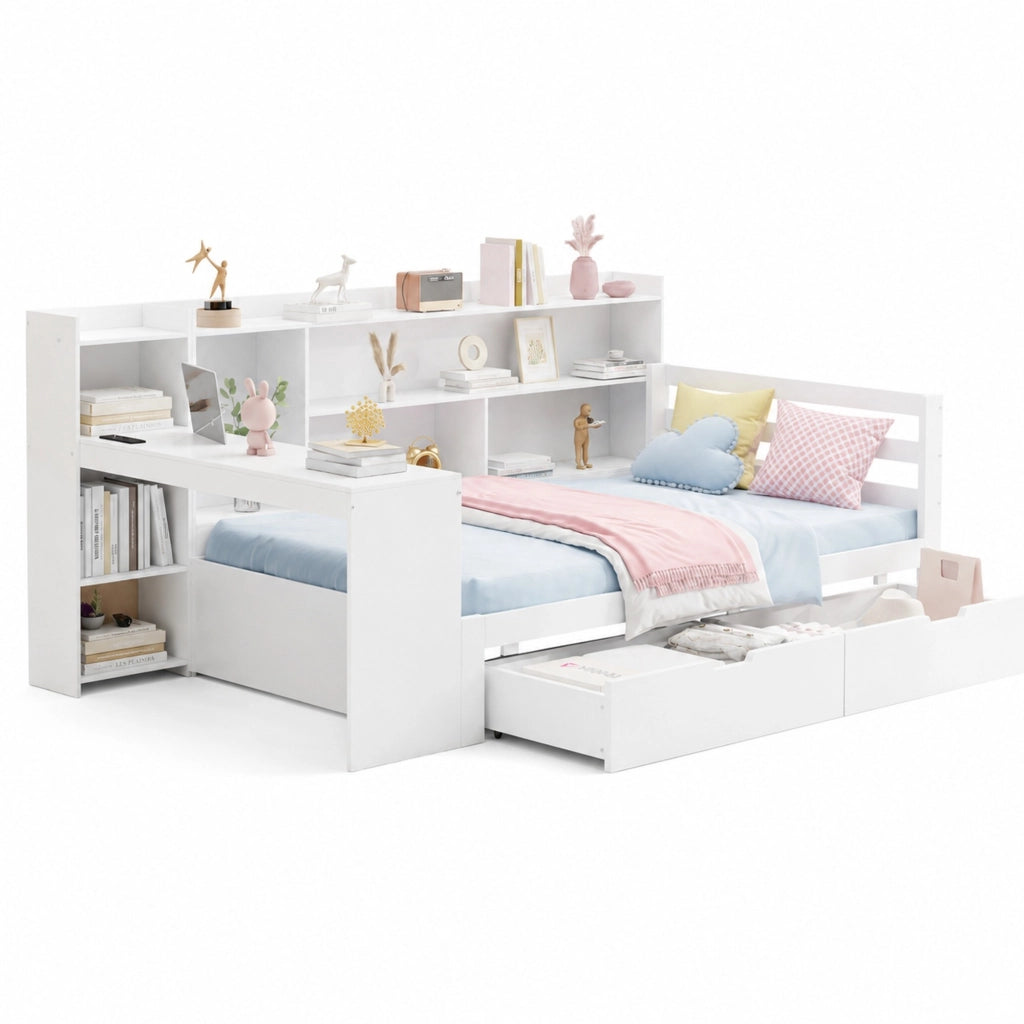 Divano letto multifunzione 90x200 cm con scrivania e prese