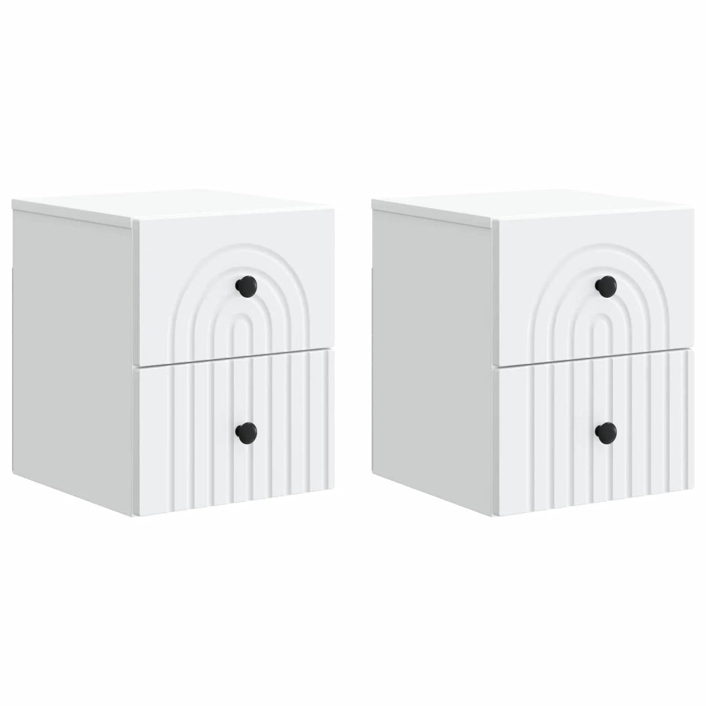 Set di 2 Comodini | Armadio da Notte | Mobiletto da notte a muro Bianco 33 x 34,5 x 40 cm