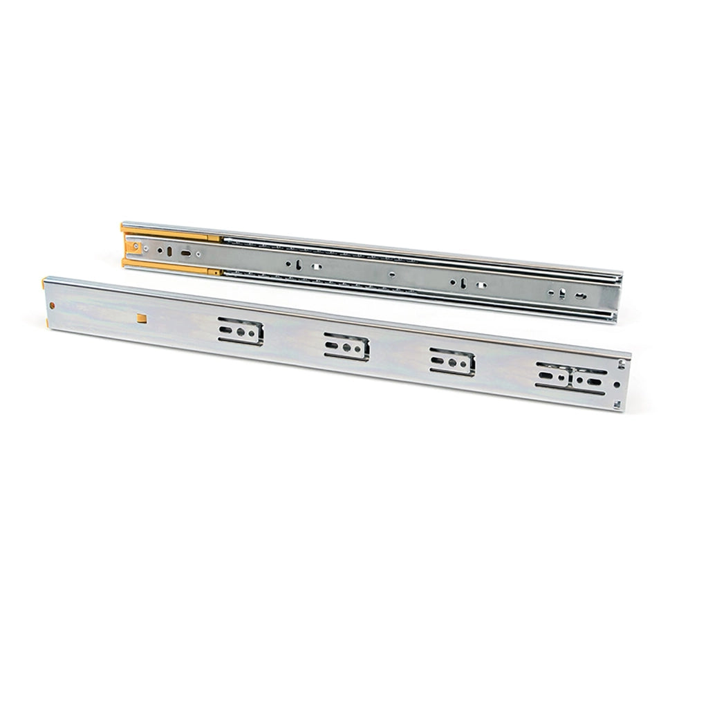 Guide a Sfere per Cassetti con Estrazione Totale e Chiusura Soft H45 mm L400 Bianco Acciaio Emuca