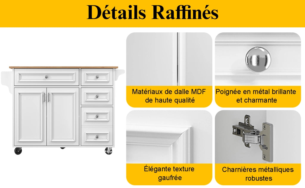 Isola Cucina Multifunzionale ¨C MINIMAL ¨C Bianco, Legno, 110x45x92 cm