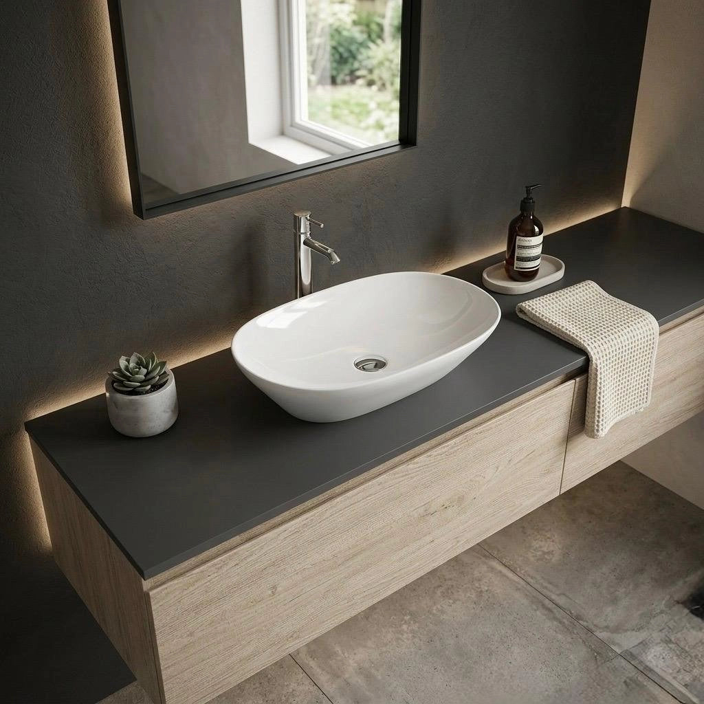 Lavabo d’appoggio ovale Rak Ceramics 60x36 cm Bianco