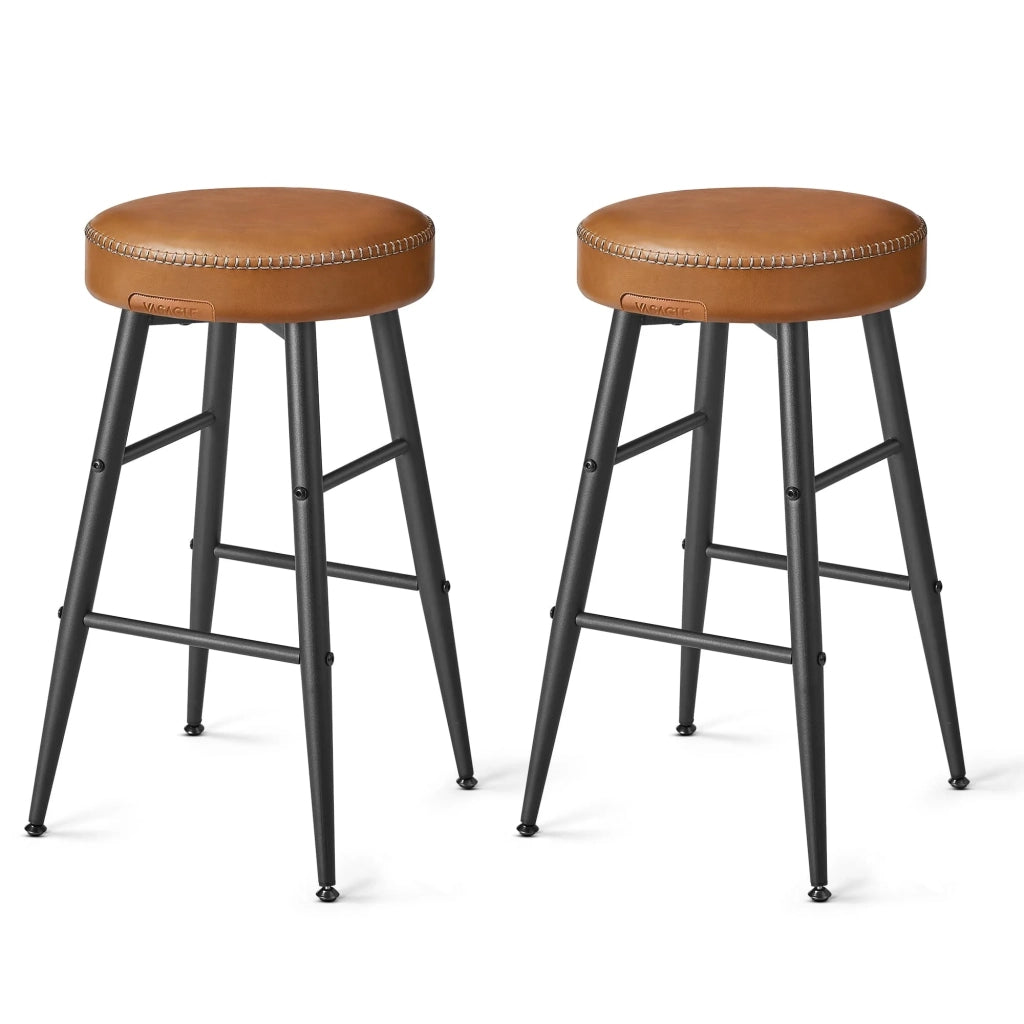Sgabelli da bar della collezione Ekho set di 2 sedie da cucina seduta alta in PU con cuciture altezza seduta 63 cm per cucina o bar di casa montaggio facile marrone caramello 12_0005187