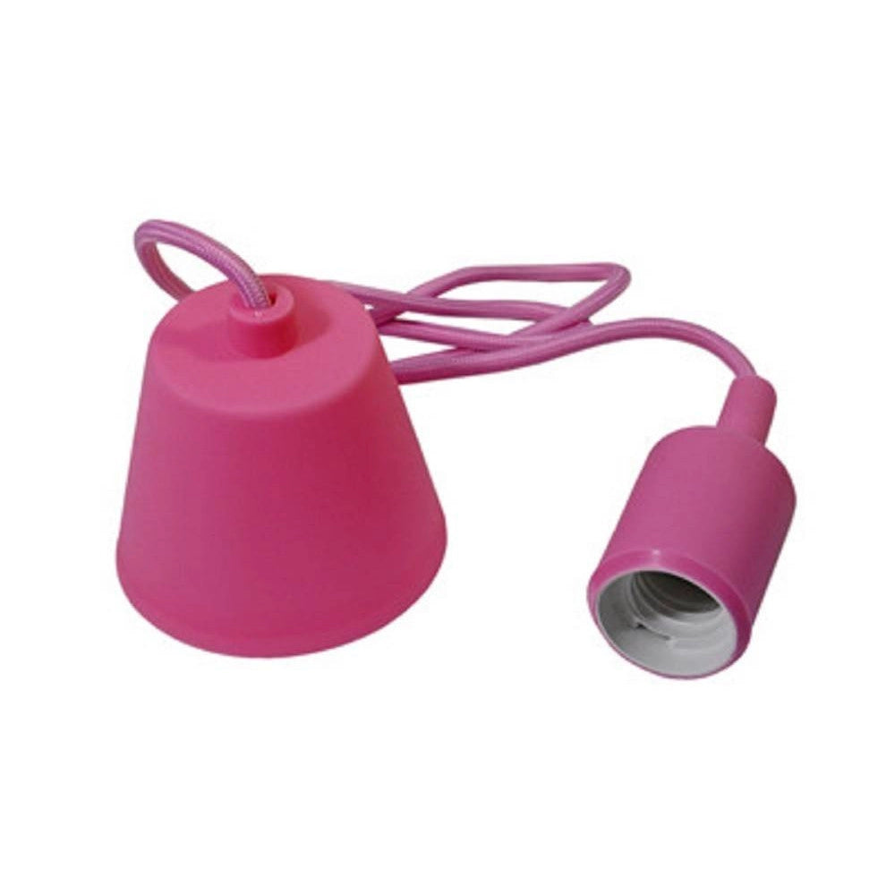 Trade Shop - Portalampada E27 A Sospensione Cavo Pendente Porta Lampada Soffitto Rosa E27-sa -