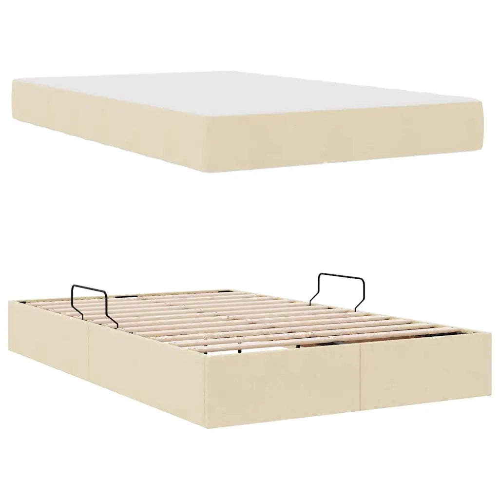 Letto con contenitore e materasso Crema 120 x 200 cm Poliestere 3399656