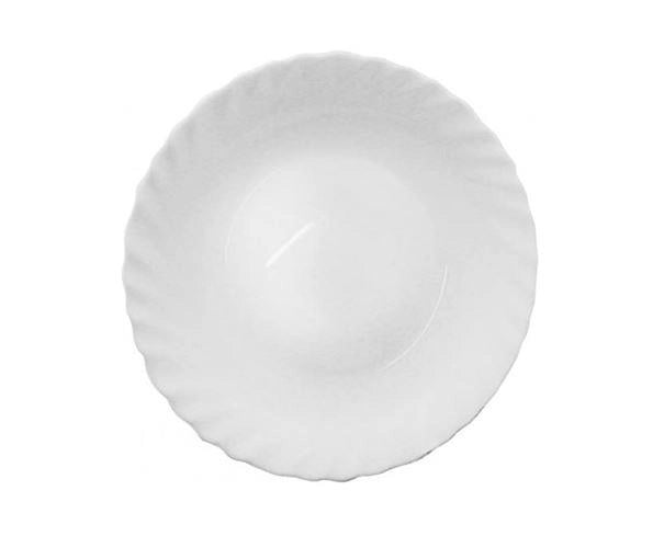 BORMIOLI PIATTO FONDO IN CERAMICA BIANCO LAVORATO SIMIL FIORE 23 CM OKX