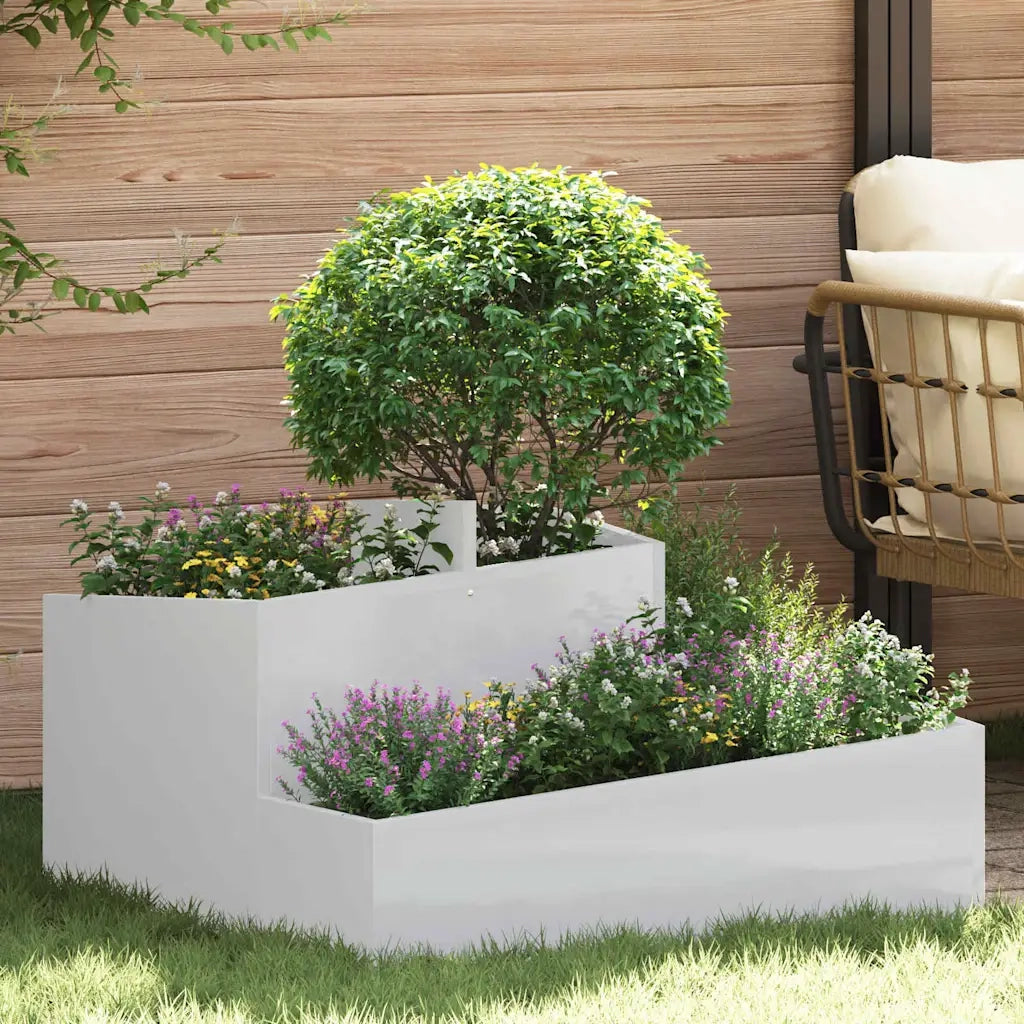 Vaso da giardino-Fioriera da Esterno-Contenitore per Piante Argento 80 x 80 x 50 cm Acciaio zincato