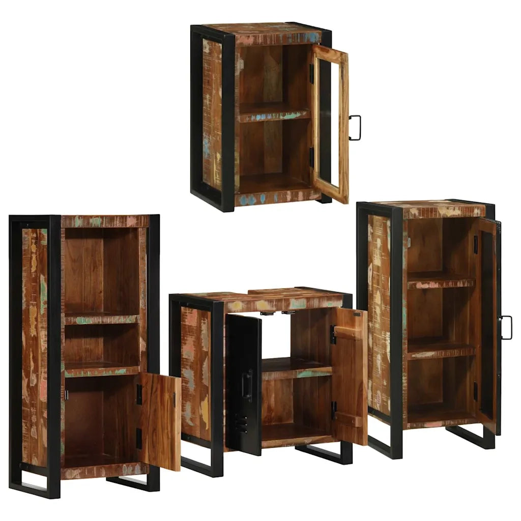 Set di mobili per il bagno 4 pcs Legno massello riciclato